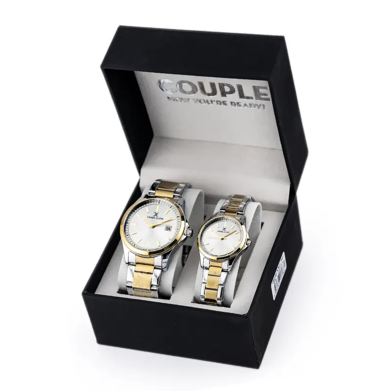 Daniel Klein Two-tone Silver Dial Couple Set- DK.1.13575-4